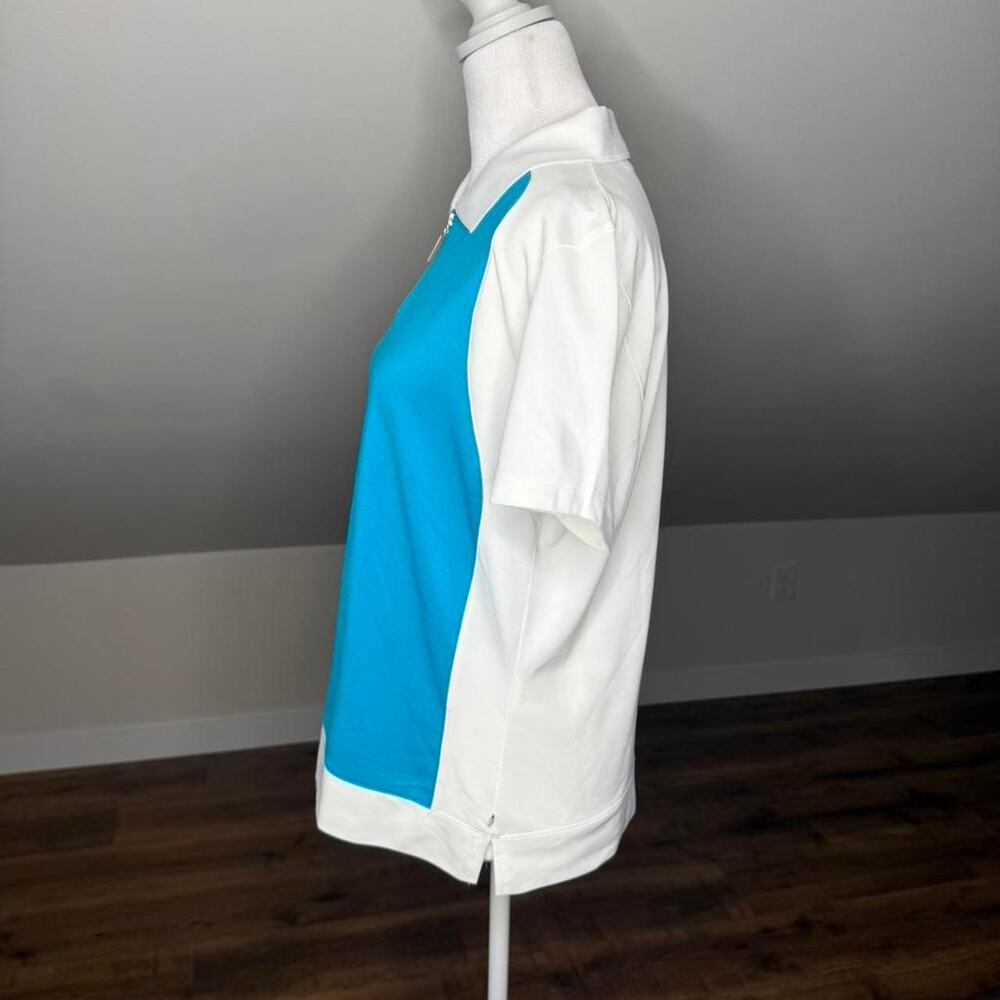 Callaway Golf Blue White 1/4 Zip Polo Shirt Women’s Large Athleisure Golfcore - Picture 2 of 7
